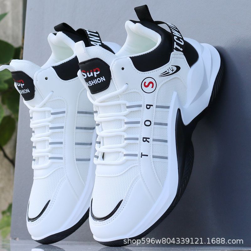2023 zapatos de caña alta para hombre de otoño e invierno zapatos casuales deportivos de malla transpirables zapatos de papá de todo fósforo zapatos de hombre de aumento de marea