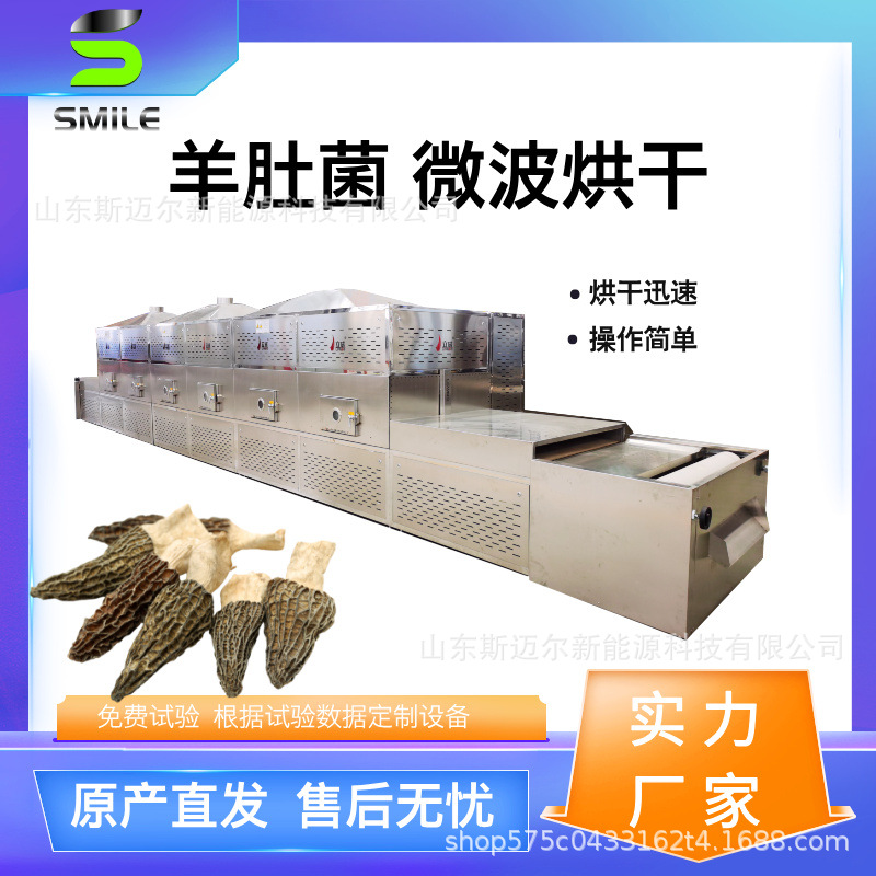 斯迈尔隧道式微波羊肚菌烘干脱水设备 香菇烘干设备木耳干燥机