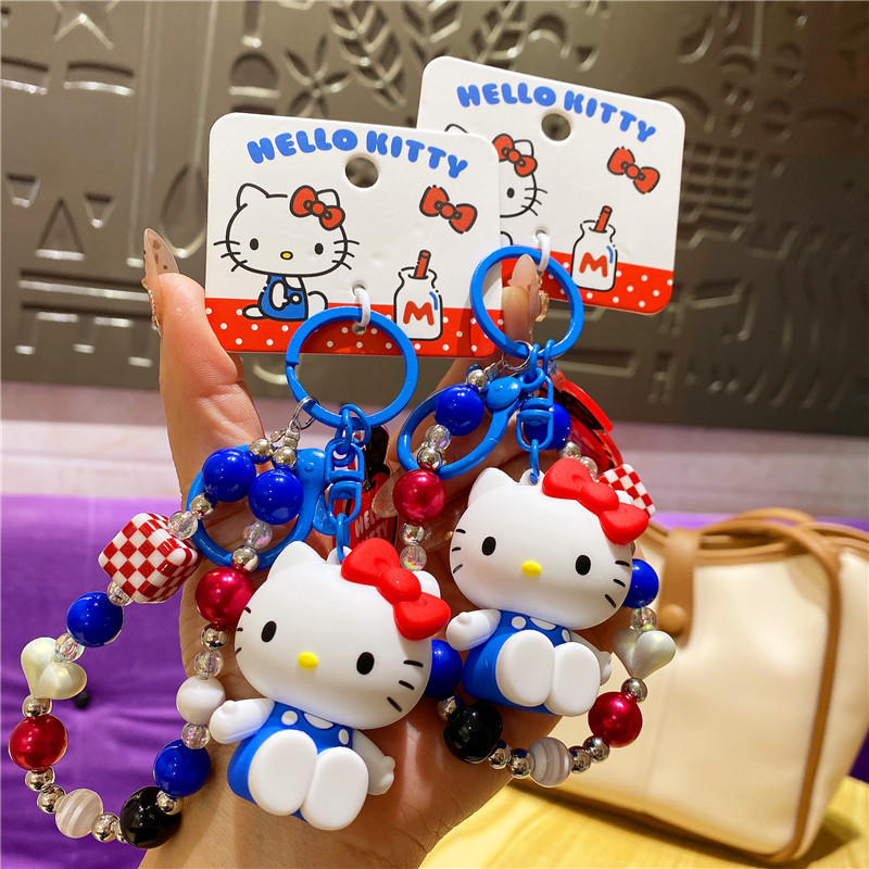 Genuine Sanrio Hello Kitty Classic Doll Bracelet Keychain KT Cat Car Keychain Pendant Bag Hanging Accessories