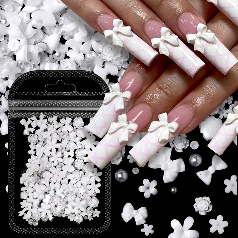 Nail Art Aurora Bow Resin Jewelry Cross-border New Hollow Bow Pearl Mixed Nail Art Bag Flowers Nail Art Aurora Bow Resin Jewelry Cross-border New Hollow Bow Pearl Mixed Nail Art Bag Flowers
