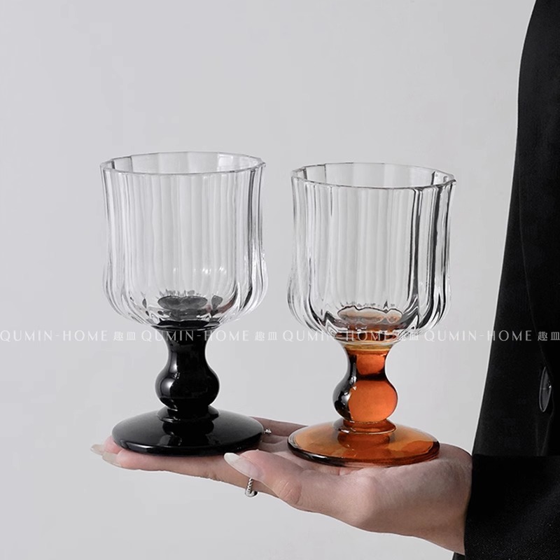 Oranges小众氛围感中古酒杯玻璃高脚杯子香槟杯葡萄酒杯ins饮品杯