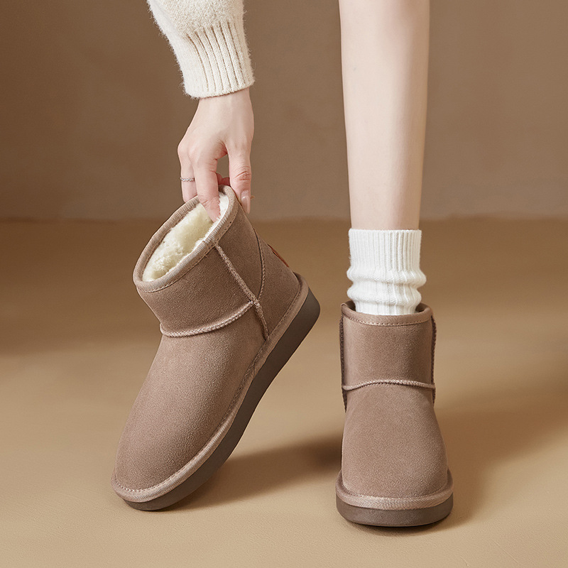 Botas de nieve Augusden para mujer, estilo nuevo otoño-invierno 2025, botines cortos con forro polar y suela gruesa, zapatos casuales cómodos de algodón.