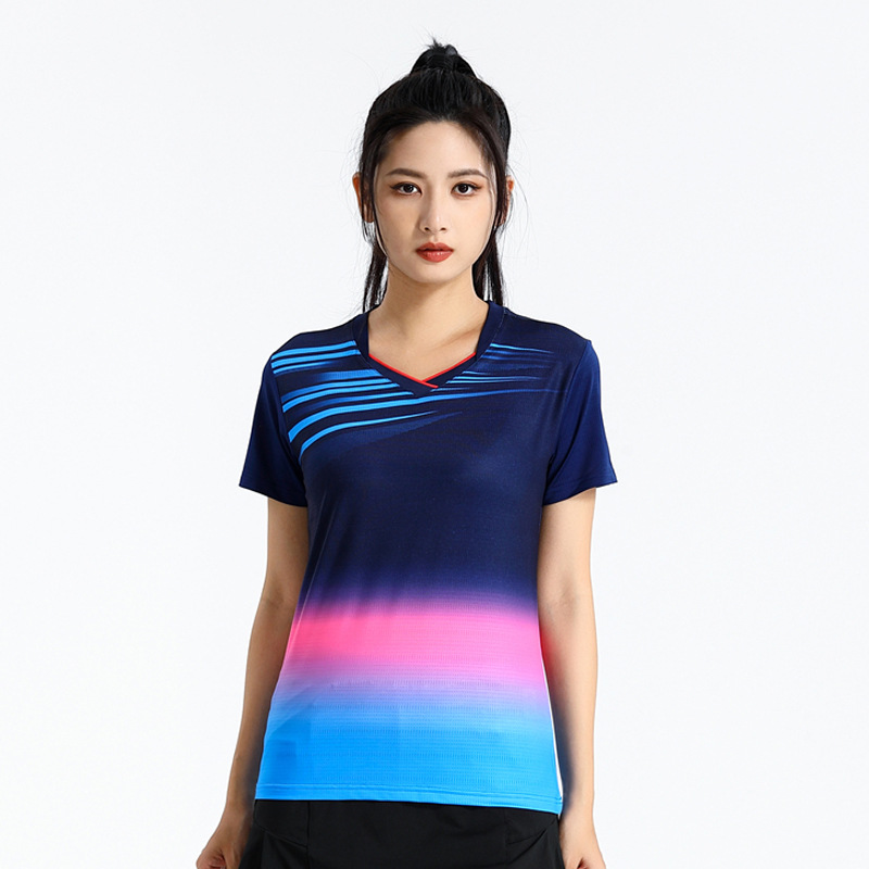 Seco rápido transpirable poliamonio bádminton set hombre y mujer V-cuello chaqueta deportiva para niños logotipo de impresión de adultos