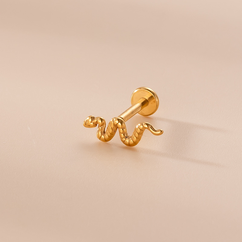 Fashion Heart Shape Snake Metal Plating Labret 1 Piece