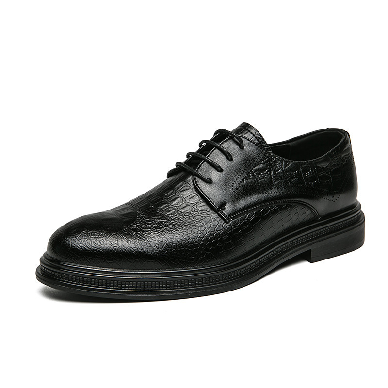 2024 otoño inglés ropa de negocios casual zapatos de piel de vaca con patrón de cocodrilo zapatos de cuero puntuales zapatos de estilo de hombre image 7