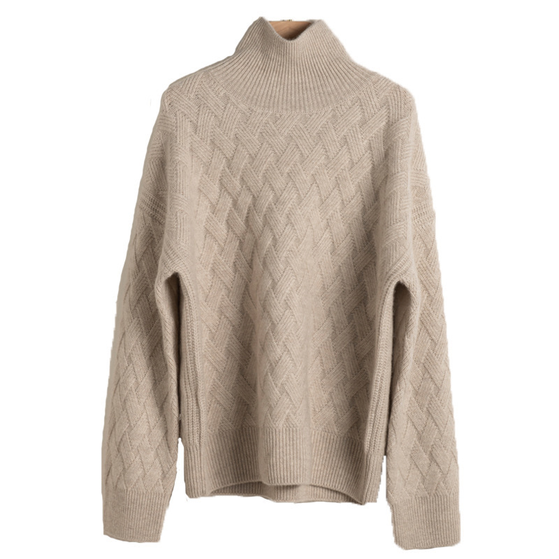 Women's Clothing High Collar Sweater Women Loose Thickened Women Autumn And Winter Mat Knitted Sweater_voghion.com