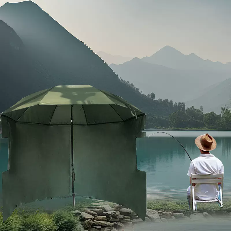 半围侧窗钓鱼伞双层户外防雨围布帐篷钓鱼伞厂家批发半包围垂钓伞