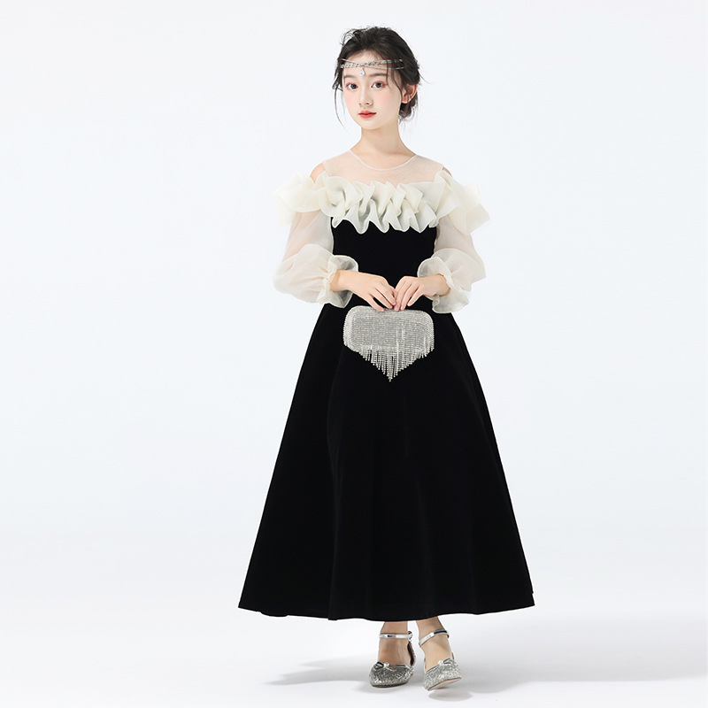 vestido de niña un hombro vestido de cumpleaños de alta gama anfitrión de niños piano vestido vestido de princesa de niña