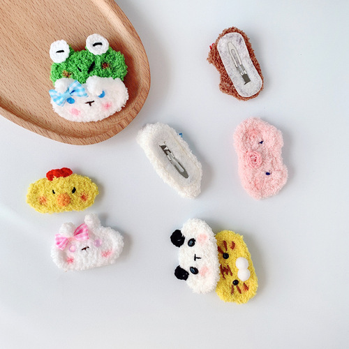 Japanese cute pure handmade crochet wool children's hairpin exquisite cartoon baby hairpin BB clip girls hair accessories