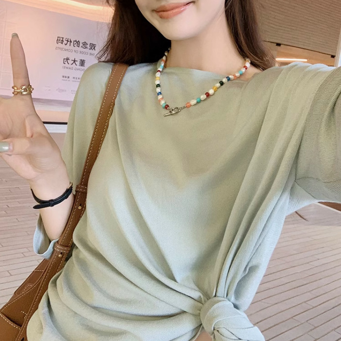 Meiyang Same Mint Acetic Acid Knitted Sweater Color 6 Color in stock Summer Sunscreen Long Sleeve Air-conditioning Shirt