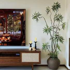 中华田园高奢风高端轻奢假树中古风高级感客厅沙发角落装饰摆件十
