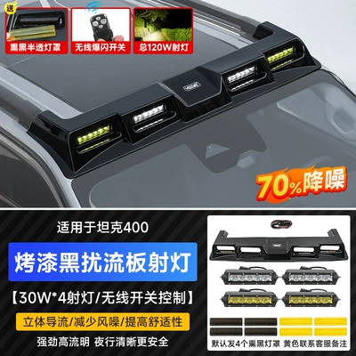 Modified Wind-Chasing Roof Luggage Rack: Roof rack - tank-400-painted-black-quad-outlet-spoiler-2-pairs-of-spotlights-yellow-white-light