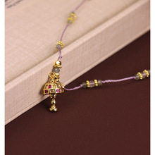 波西米亚风台灯吊坠天然月光石编绳项链毛衣链长款轻奢小众高级感