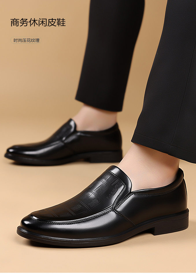 Giày lười nam da bò mũi tròn gót thấp kiểu dáng đơn giản — G28727 màu nâu, G28727 màu đen chi tiết 3
