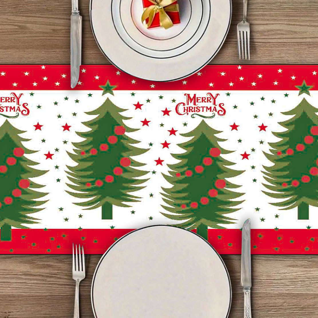  Joulupöytäjalkakoristelu kodin keittiön pellava pöytäliina Joulupöytäliina _voghion.com