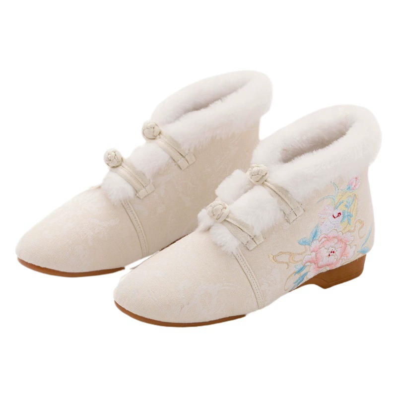 [Laurel Rabbit] Старый Пекин Тканевая обувь древний костюм обувь ханьфу вышитые туфли в старинном стиле Элегантные Вышитые зимние бархатные туфли