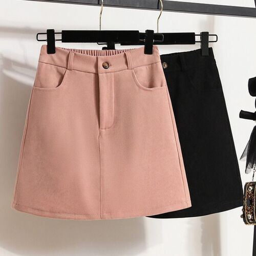 Large size fat elastic waist brushed elastic shorts skirt women's spring and autumn new design slimming skirt