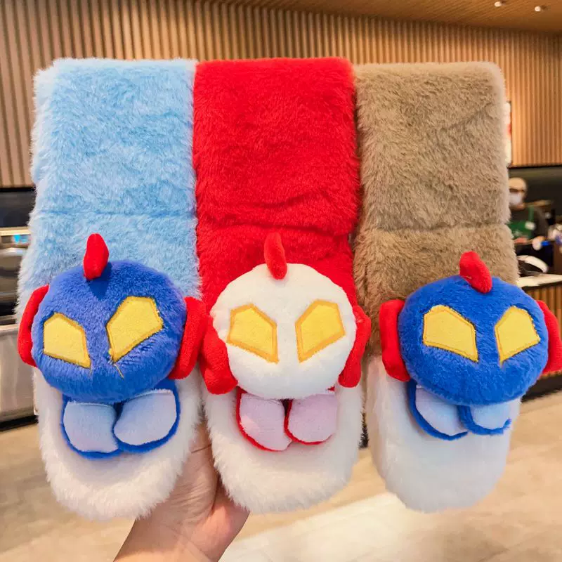 卡通可爱仿兔毛儿童围巾男女冬季加厚毛绒围脖宝宝交叉护颈脖套领