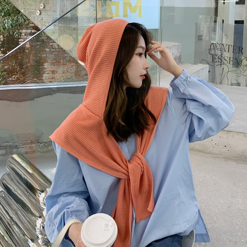 Corea del Sur Dongdaemun tejido chal de mujer otoño invierno con lana sólida con chapa de red roja con chapa de abrigo