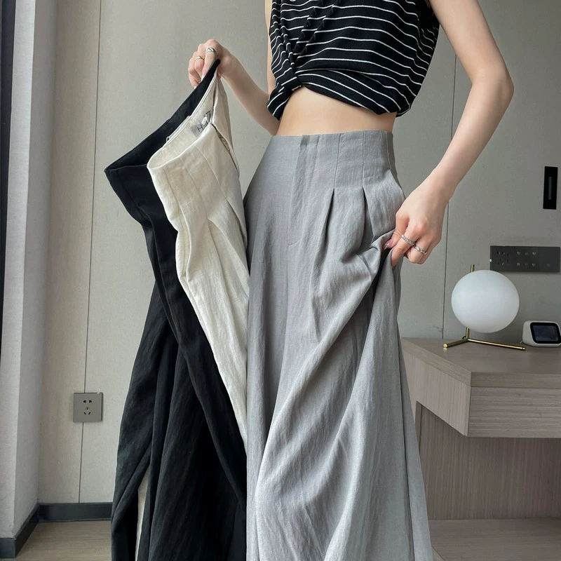Summer silk thin trousers for leisure, high waist, cotton and linen — летние тонкие шелковые брюки для отдыха, высокая посадка, хлопок и лен