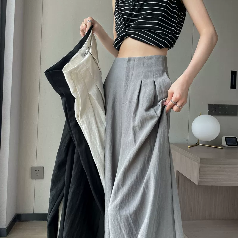 Summer silk thin trousers for leisure, high waist, cotton and linen — летние тонкие шелковые брюки для отдыха, высокая посадка, хлопок и лен