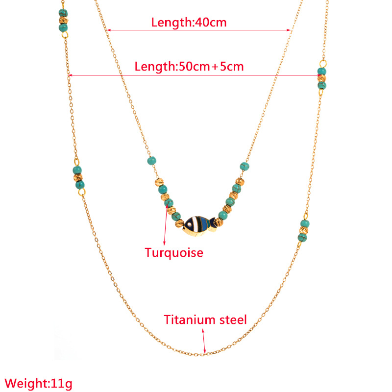 Fashion Fish Titanium Steel Plating Layered Necklaces 1 Piece