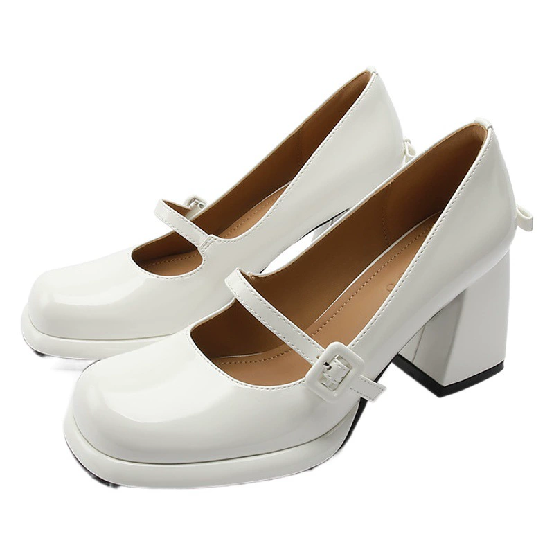 TEAHOO Мэри Джейн Женские туфли ретро черные туфли на высоком каблуке JK Luo Lita Студенческая водонепроницаемая платформа для увеличения толстой обуви на каблуке