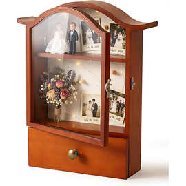 悬挂式木质展示盒实木壁挂式相框展示盒墙上干花存储盒木质装饰盒