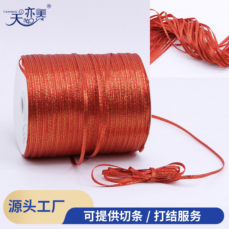 3mm gran cinta roja de bordes de Año Nuevo sobre rojo cintas de dulces rojas cintas de embalaje de artículos festivos