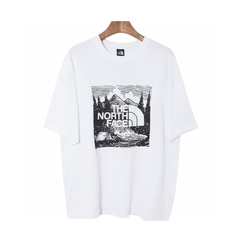 NTノースフェイスの純綿Tシャツの正しいバージョン、男性と女性用、カップル向けの同じスタイル、トレンディなプリント、幅広で多用途、カジュアル半袖|undefined