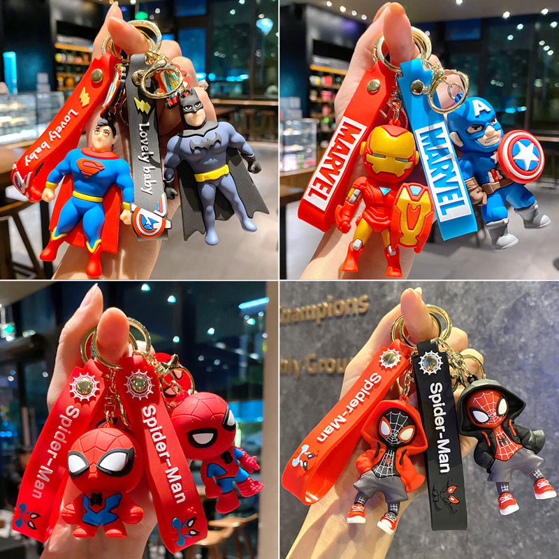New Marvel Batman Keychain Car pendant anime Superman backpack Spider-Man Avengers pendant