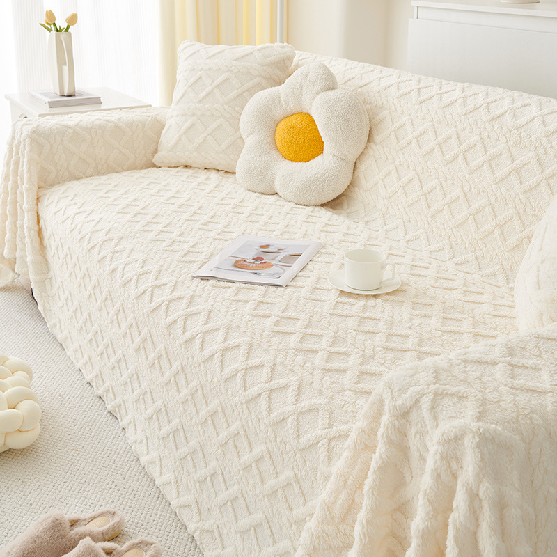 Creamy viento un sofá cubierta de tela de peluche nuevo sofá cubierta todo incluido engrosado sofá toalla antideslizante invierno