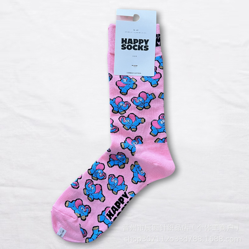 happysocks suecos calcetines de moda damas in-mode versátil animación calcetines de algodón de cintura alta al por mayor