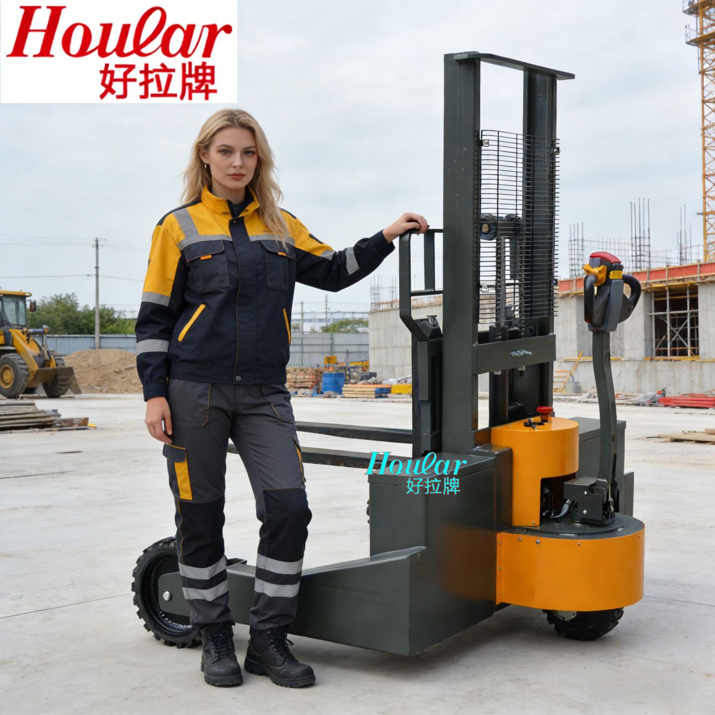 直销1.3吨站驾式全电动山地车 山地型电动托盘年 电动越野叉车