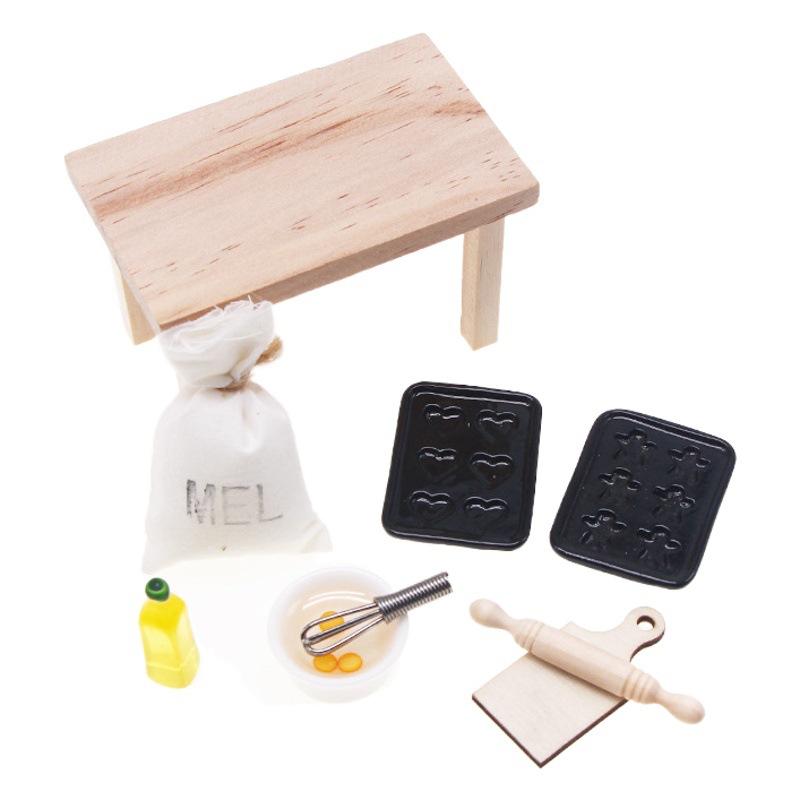Casa de muñecas Dollhouse cocina hornear accesorios miniatura comida jugar escena mini modelo de bolsillo juguetes de cocina