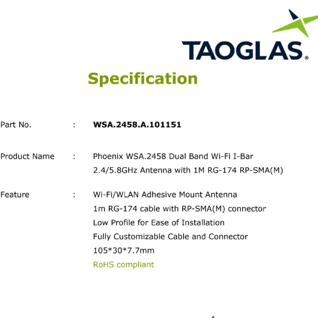苏州启道优势供应TAOGLAS天线 WSA.2458.A.101151