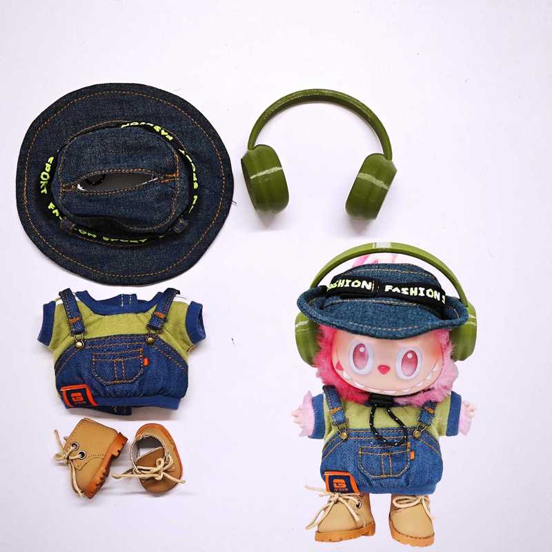 Labubu子供服一二三代布子供服漁師帽バックパンツtシャツセット15cm 17cm子供服|undefined
