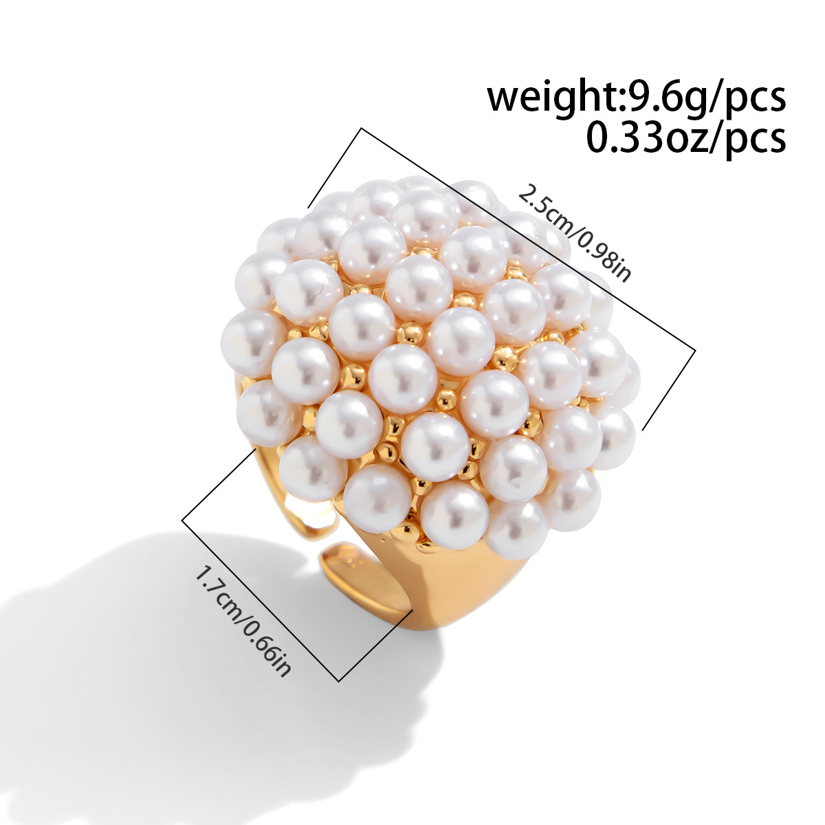 10g Weight Rings Classification Adjustable Ring Size 1 Piece Quantity Holiday Occasion Imitation Pearl, Alloy Material Waves, Flower Pattern 2025 Spring and Summer Season Women's Gender Plating Design Glam, Exaggerated Style Glam Exaggerated Waves Flower Imitation Pearl Alloy Plating Women's Rings 4