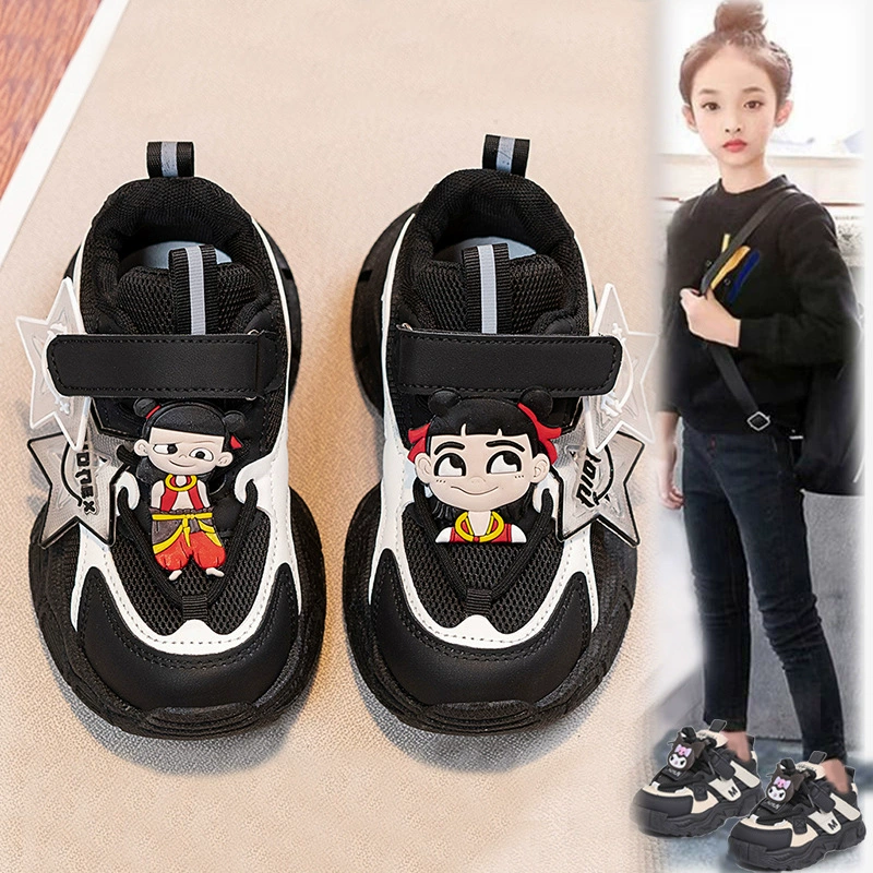 Нежа обувь для девочек 2025 весна и осень новая мягкая подошва легкая детская спортивная обувь для девочек сетчатая дышащая папочка обувь