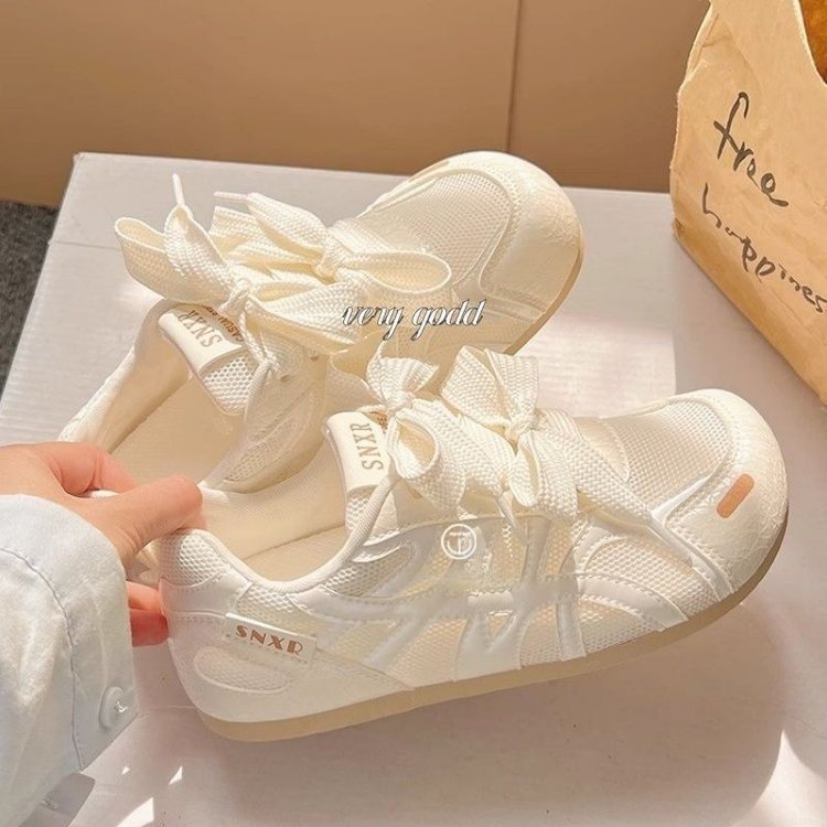 夏季网面透气小白鞋子女2025新款丑萌大头鞋小众百搭德训运动板鞋|undefined