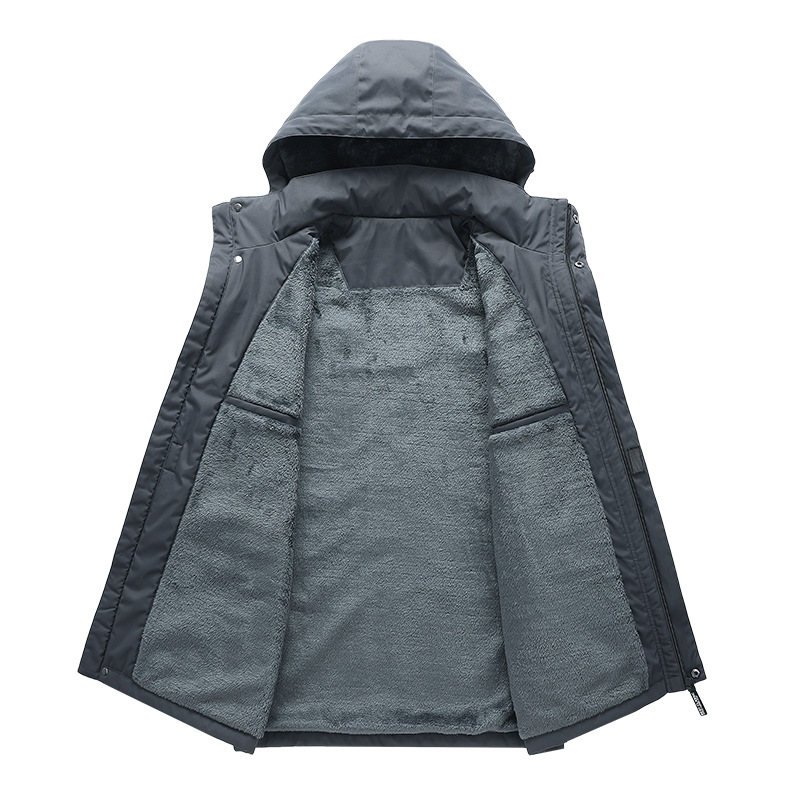 Capa de algodón de lana transfronteriza para hombres invierno grueso chaqueta de algodón de mediana edad gorra extraíble de tamaño grande papá chaqueta de algodón para hombres
