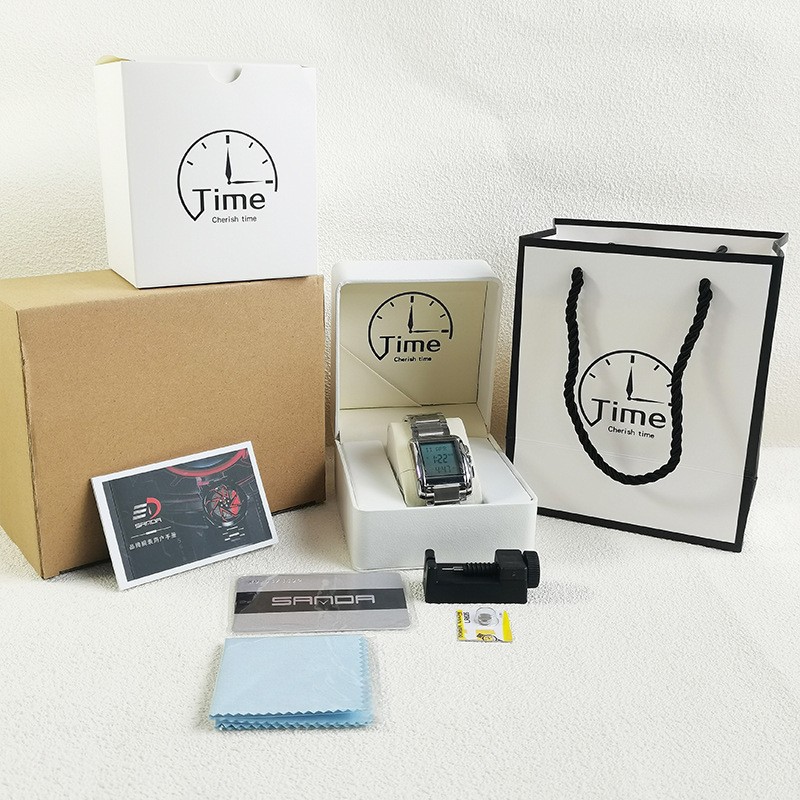 Sanda Factory Direct Sales Electronic Quartz Watch Packaging Box Gift Packaging Box Universal Square Leather Box Wholesale