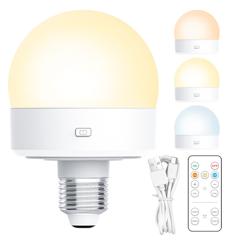 E26 Ice Hockey Lamp 3-Color Battery Remote Control Timer Dimming Bedside Led Table Lamp Wall Lamp Atmosphere Remote Control Dimming