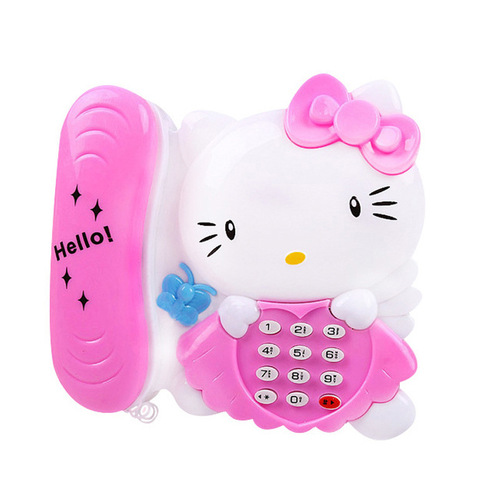 Children's Telephone Children's Early Education Puzzle KT Cat Telephone Toy Luminous and Sounding Street Stall Hot Selling Educational Toys