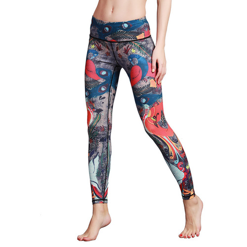 New printed yoga nine-point pants outdoor sports running quick-drying fitness pants tight stretch yoga pants women wholesale