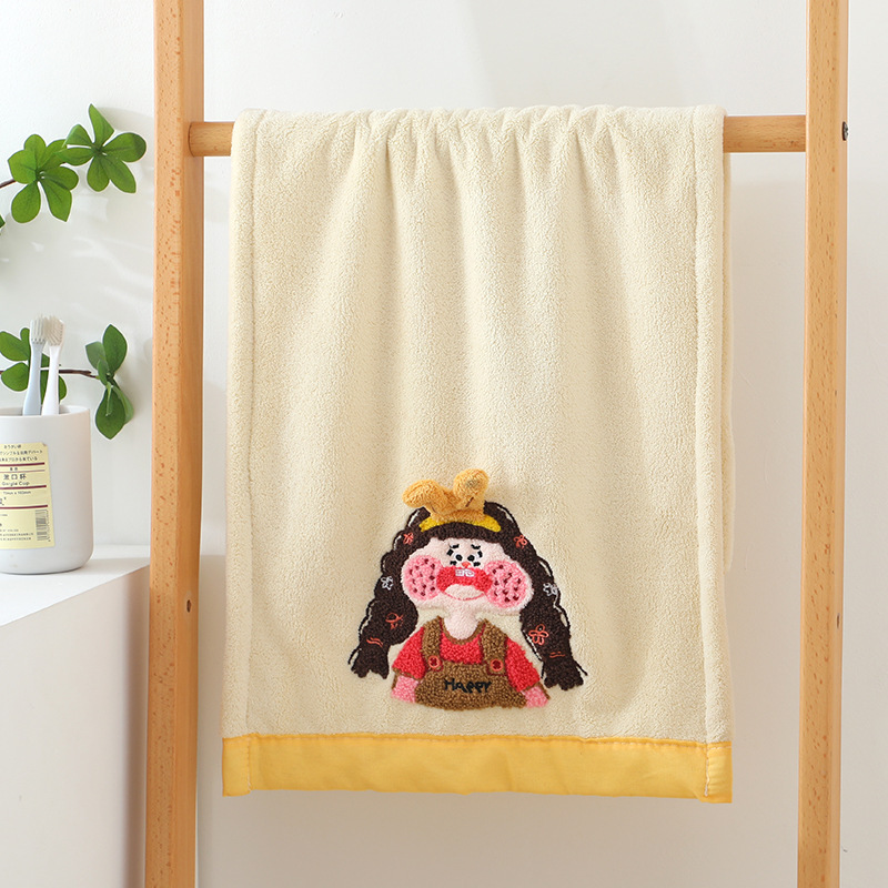 リトルリッチウーマンサスペンダーバススカート新しい刺繍漫画入浴ウェアラブルバスタオル刺繍フェイスタオル包頭ドライヘアタオル|undefined