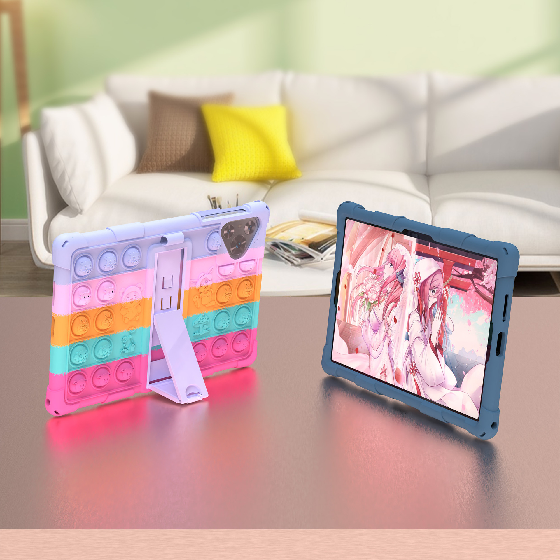 New three-camera domestic tablet computer universal silicone case 10.1/11/12/13 inch bubble protective cover