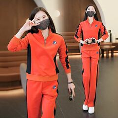 爆発的なカジュアル服のスポーツスーツの女性春秋の新型2025のガードルのワイドパンツのファッションの中年のお母さんの2つのセット