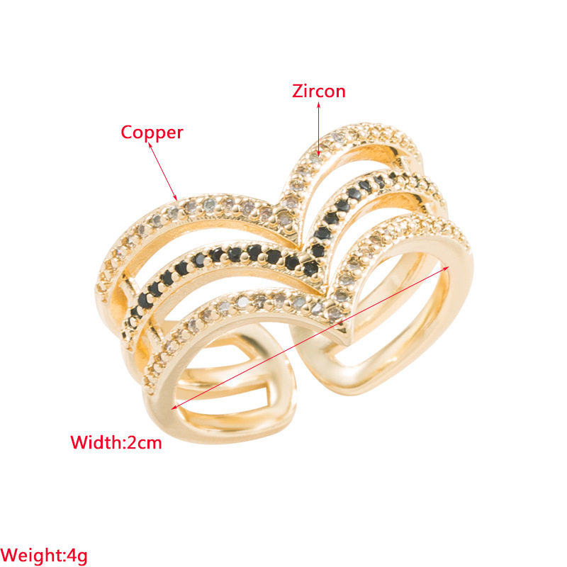 Fashion Heart Shape Copper Rings Inlay Zircon Copper Rings 1 Piece display picture 1