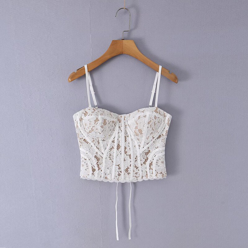 Bsk&Traf Women's Clothing 2026 Summer New European and American Style Fashionable Low-Cut Lace-Trimmed Camisole Top